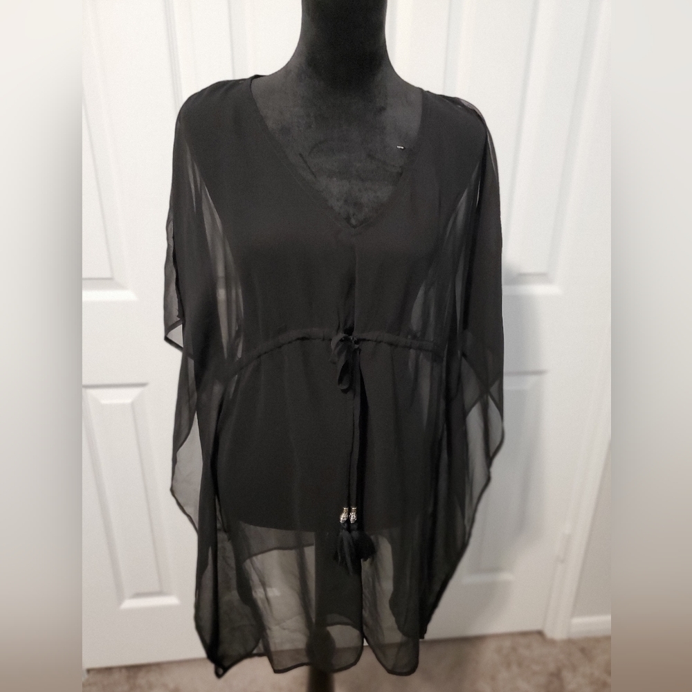Just Class Swimsuit Cover-Ups w/ Tie Waist and Tassels Set of 2